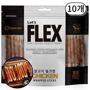 플렉스 반려견간식 밀크껌 400g, 닭고기맛, 10개