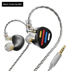 ND X12 플래그십 IEMS 10mm 다이내믹 드라이버 5BA 하이파이 인이어 모니터 이어폰 하이브리드 이어버드 분리형 케이블로 조정 가능, 블랙, NO MIC