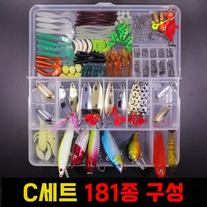 lureset 민물 바다 루어미끼 루어웜 쉐드웜 미노우 배스루어 인조미끼 가짜미끼, C세트 181종, 1세트