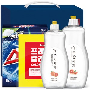 오늘의쉼표 세제 선물세트 답례품 자몽 59호 (주방세제 + 애경 스파크 1kg + 주방행주), 1개