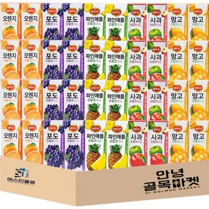 [메리박스] 델몬트 드링크팩 40팩(190ml) 오렌지8 사과8 망고8 포도8 파인애플8, 190ml, 1세트