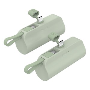 2in1 도킹형 듀얼 미니 일체형 보조배터리 5000mAh 2p세트, 올리브 C타입+C타입(2p)