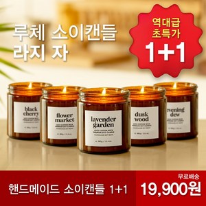 1+1 아로마컴퍼니 루체 소이 캔들 라지자 대용량 아로마 향초 불멍 힐링 명품 프리미엄 갈색병 캔들, 그린 우드 (깨끗한 숲속향), 블랙 체리 (새콤달콤 체리향), 380g, 2개