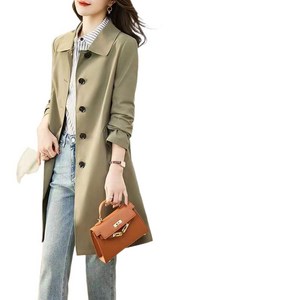 Cwadun 여성 슬림핏 중간 길이 우아한 바람막이