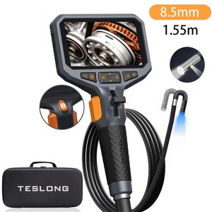 TESLONG TD450S 8.5mm 듀얼 렌즈 굴절 내시경 1080P 5인치 IPS 화면 양방향 360° 조향 내시경 카메라 1.55m 스네이크 튜브, 8mm 듀얼 렌즈 1m, 1개