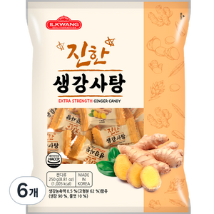 일광제과 진한 생강사탕, 250g, 6개