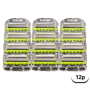 POLIIN 질레트 호환용 5중 면도날 신형 프로글라이드 퓨전 파워 그린, 3개, 4개입