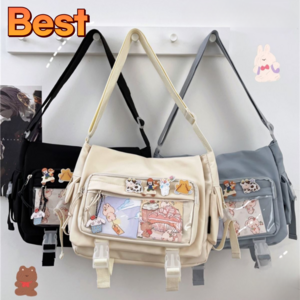 제로뉴 학생 메신저백 학원 학교 보조 가방 크로스백 커플 데일리 캐주얼 노트북 캔버스 슬링백