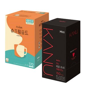 맥심 슈프림골드 커피믹스 150T +20(라떼크림함유)+카누 마일드미니150T, 135g, 1개, 150개입