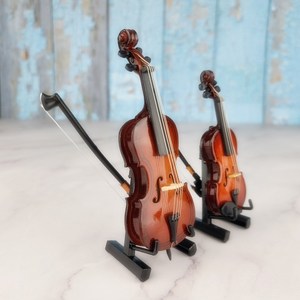 트리센트 이니셜 각인 바이올린 첼로 악기 미니어쳐 선물 돌하우스 소품 인테리어 미니어처 장식, 바이올린 미니어쳐