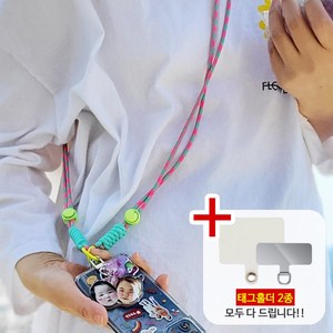 탐나템 핸드폰 튼튼한 크로스 목걸이 스트랩, 블랙트위드, 1개