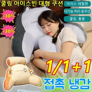 1/1+1[특가! ]쿨링 아이스빈 대형 쿠션 아이스 테릴렌 다기능 허리 등쿠션 요추방석 아주 편안한 냉감 쿠션