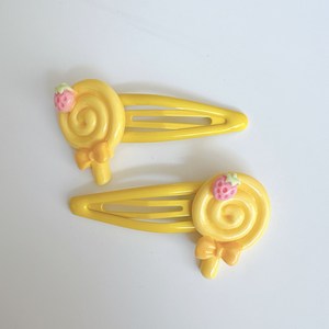 롤리팝 캔디 똑딱핀 머리핀 세트 2P 파스텔 헤어핀