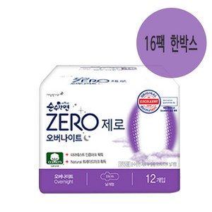 순수한면 제로 오버나이트 생리대 날개형, 12개입, 16개