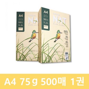 사탕수수 종이 네추럴 천연 복사용지 75g 500매, 1개, A4