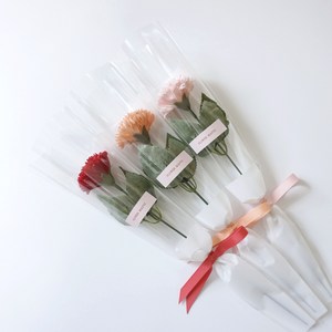 카네이션 한송이 비누꽃다발 (투명포장), 2.피치, 1개