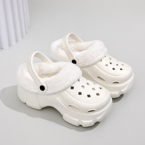 비플래그 가벼운 통굽 겨울 방한 샌들 신발 털 슬리퍼