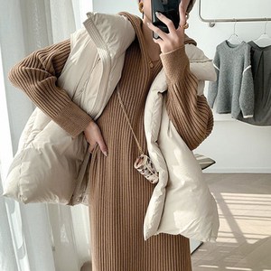 데일로엔 여성 루즈핏 후드 골지 롱 니트 원피스