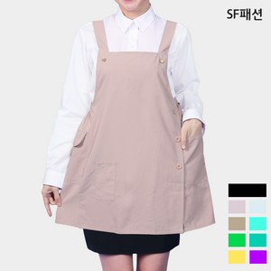 옆주머니 허리밴드 원피스 앞치마 여유로운 너비조절, 베이지(sfae72), 1개
