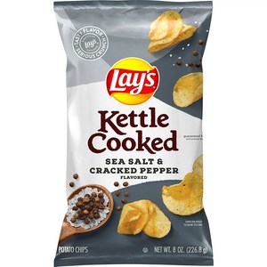 [미국직배송]레이스 케틀 쿡 씨 쏠트 & 페퍼 감자칩 1개x226.8g Lay's Kettle Sea Salt & Cacked Peppe, 226.8g, 1개