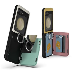 갤럭시 Z플립5 케이스 제트 플립5 비스포크 누니가 카드수납 핑커링 케이스, 1개, 크림-민트