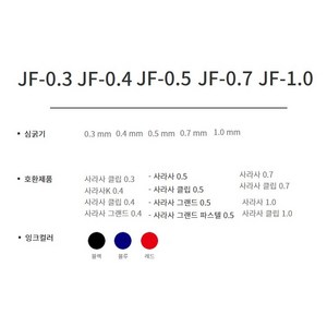 제브라 ZEBRA ]중성 볼펜사라사 중성펜 심 리필 JF 사라사클립리필, 03 혼합1.0 검4,빨3,파3, 2세트