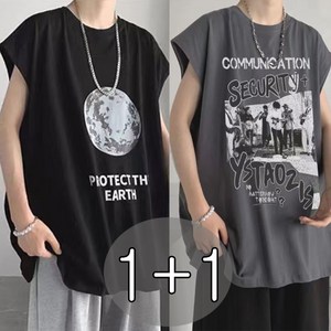 tagi 1+1 M~6XL 남성 운동 민소매 티셔츠 루즈핏 나시티 여름 빅사이즈