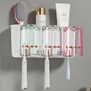 나이스나 다용도 패밀리 칫솔걸이 +컵, 01.칫솔꽂이 3인용, 화이트