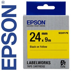 *정품* [ EPSON ] 라벨테이프, SC24Y-PX [24mm 노랑/검정글씨], 1개