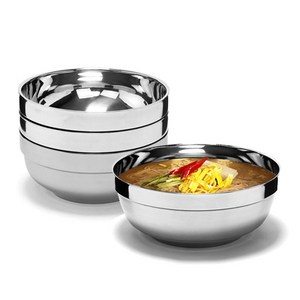 올비아 스텐304 냉면기 이중 면기 칼국수 비빔밥 그릇 18cm x 4P, 4개