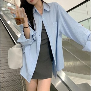 쪼예 데일리 스티치 포켓 박시핏 긴팔 셔츠 남방