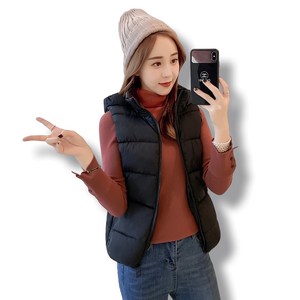 NUNUHANA 가을 겨울 여성용 면조끼 패딩 자켓 4컬러