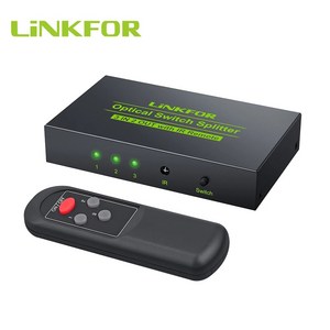 LiNKFOR 3 포트 광 스위처 2 웨이 Spdif Toslink 광 디지털 오디오 분배기 3 In 2 Out IR 원격 제어 스위치 포함, 1)VC329, 1개