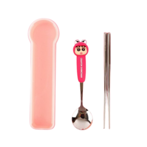 짱구 숟가락 젓가락 수저세트, 핑크, 1개, 숟가락,젓가락