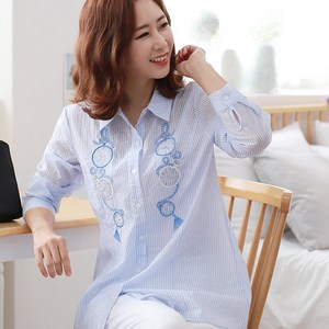 엄마옷 백합사 스트라이프 시계자수 셔츠 블라우스[83_426]