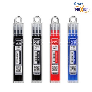 파이롯트 프릭션 지워지는 노크 볼펜 리필심 4개 세트, 0.5mm 리필(3개입) 흑2개+청1개+적1개 세트