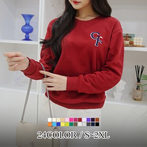 [당일출고] 여자친9 래터링 볼륨자수 빅사이즈(S~2XL) 소프트 맨투맨 국내제작-26칼라