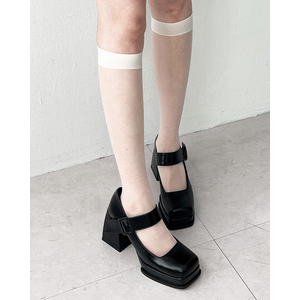 [통굽/메리제인] bomi 스퀘어 가보시 메리제인 로퍼 힐 (9cm)