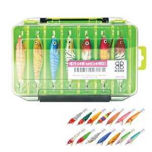 쭈꾸미 갑오징어 수평 야광 에기 14종 세트, 혼합색상 14개, 1세트, 530g