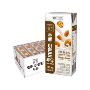 [건국우유] 호두아몬드 두유 190ml 24팩, 24개