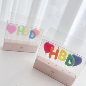 보니스유 HBD초 하트초 귀여운 생일 파티 케이크 초 캔들, 1세트, 무지개