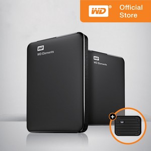 WD Elements Potable 휴대용 외장하드 + 파우치, 4TB, 블랙