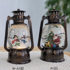 공중전화 워터볼 소형 오르골 무드등 크리스마스 장식 소품, 눈사람, 1개