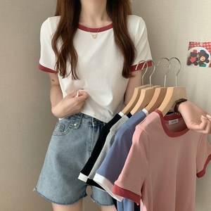 여성 데일리 세미 크롭 반팔티 5색상 핏이 이쁜 여름 티셔츠