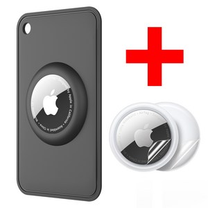 아이네이션 AATC002 애플 에어 태그 Apple Air Tag 보호 필름 카드 카드지갑형 실리콘 케이스 홀더, 1개, 블랙