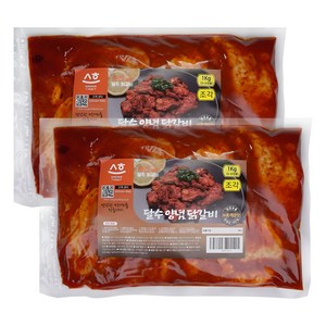 [춘천직송] 국내산닭 냉장 춘천닭갈비 1kg 당일제조발송 달수 한입 양념닭갈비, 2개