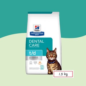 )당일발송( 힐스 캣 td t/d 1.5kg 고양이 구강 구취 치석 처방식사료 dental care chicken flavor, 1개