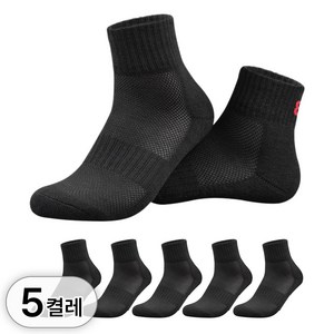 5쌍 세트 프리미엄 스포츠 양말 두꺼운 쿠션 에어 삭스 남자 여자 등산 러닝 헬스 프로 런닝 용 남성 여성, R25016A(5쌍 세트 에어 중목, 블랙