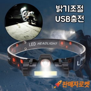 윈픽 LED USB 충전식 각도조절 방수 헤드랜턴, 1개, 블랙