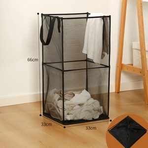 쏙쏙시장 다용도 접이식 세탁 분리수거 바구니, 블랙, 1개